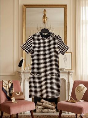 Black and White Tweed Sheath Mini Dress